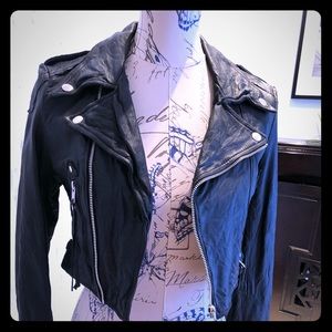 Leonard Street cropped biker jacket